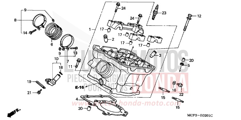 REAR CYLINDER HEAD for VTR1000 SP-2 ROSS WHITE (NH196B) from 2003